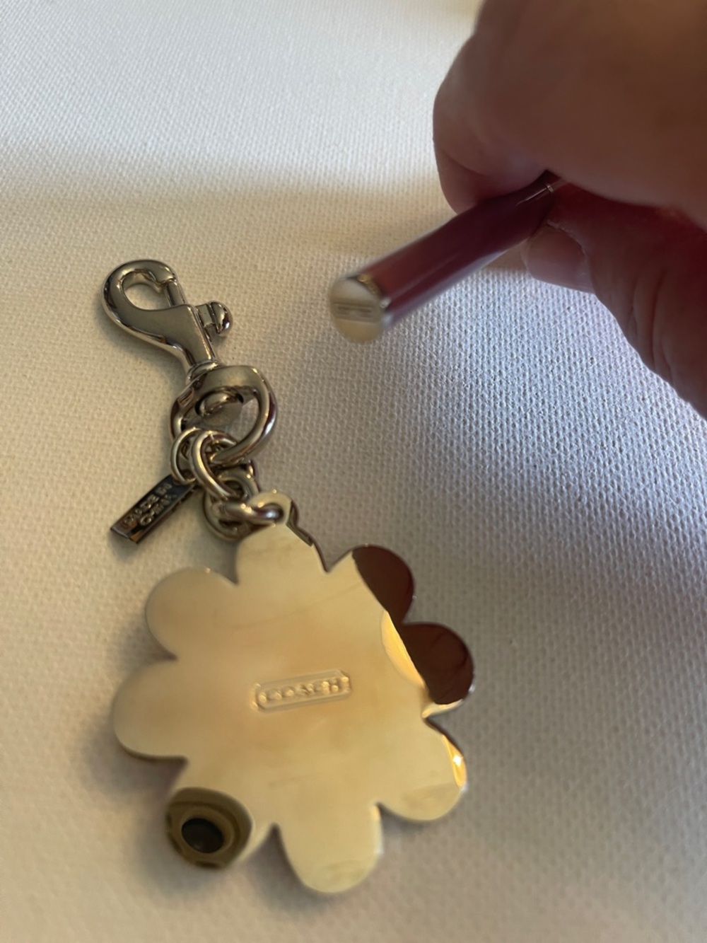 Coach Pink Enamel Daisy Keychain Charm and Coach Pen - Picture 5 of 6